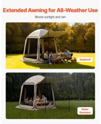 10 x 9.2 Ft Pop-Up Screen House Tent with Awning for 4-8 People