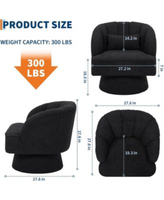 Modern Swivel Barrel Accent Chair,360 Teddy Fabric Upholstered Armchair with Striped Backrest and Plush Padding,Comfy Round Lounge Chair,2 PCS