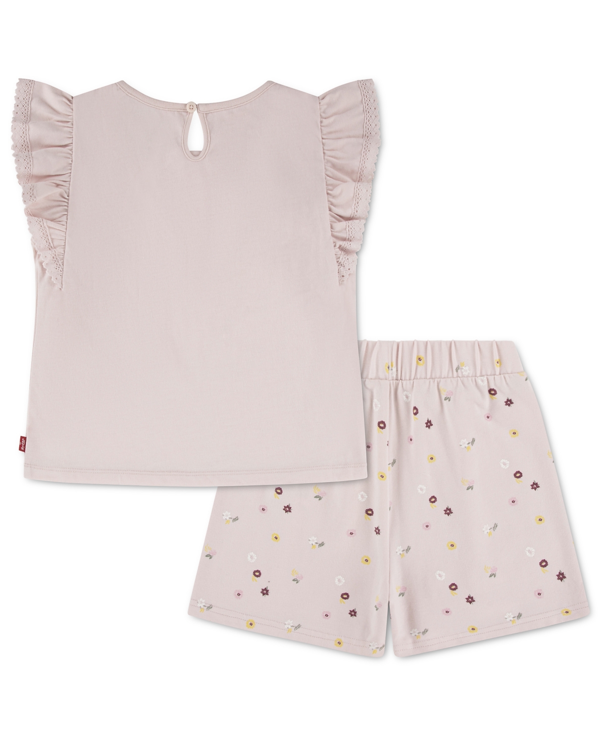 Levi's Girls' 2T-6X Knit Top and Ditsy Skort, 2-Piece Set