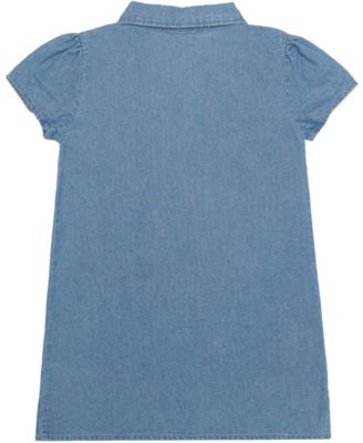 Girls' 2T-6X Stitch Cap-Sleeve Collared Dress