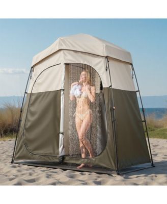 2-Room Portable Camping Shower Tent with Carry Bag