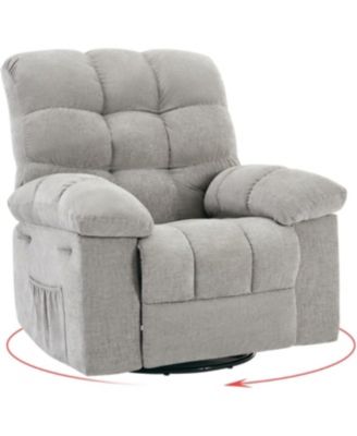 Rocking Recliner Chair,360 Swivel,30 Rocking,135 Tilt,Chenille Upholstery,Q235 Steel Frame Glider Nursery Chair for Small Spaces