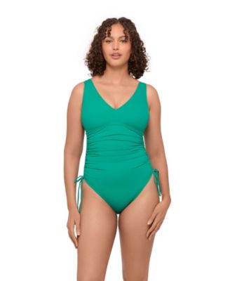 Women's Smoothing and Sculpting Adjustable Low Cinched One-Piece Swimsuit