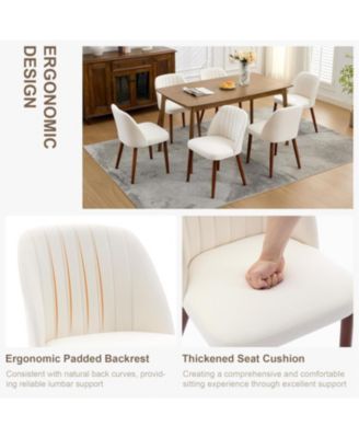 Wooden Dining Chairs Set of 4,Upholstered Kitchen Dining Room Chairs with Padded Seat and Wood Legs,Modern Fabric Side Dinner