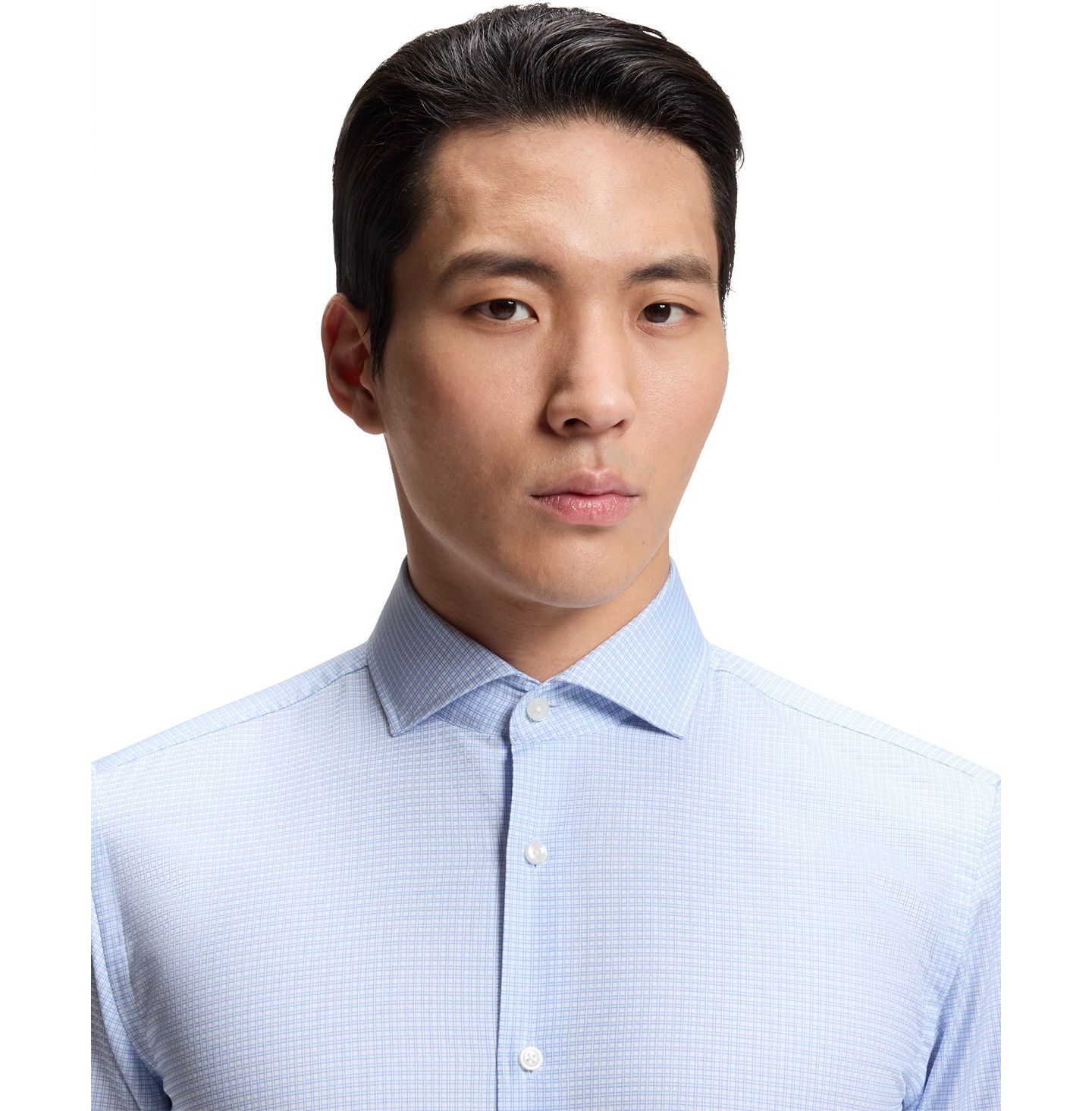 Мужская рубашка Hugo Boss Easy-Iron Cotton Twill Slim-Fit Dress Shirt, цвет: Синий — фото 2