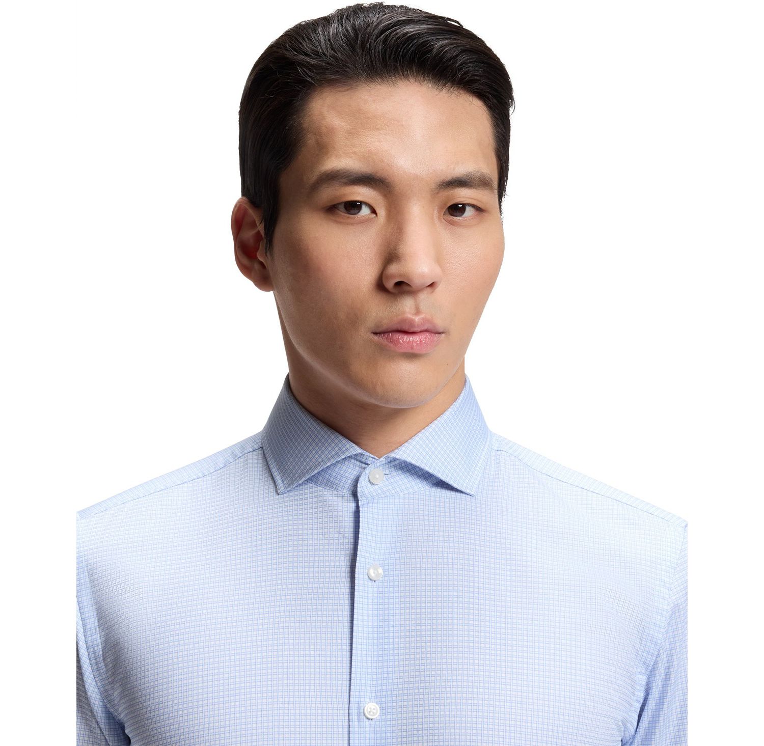 Men's Easy-Iron Cotton Twill Slim-Fit Dress Shirt