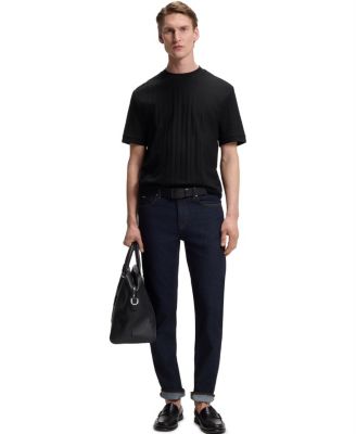 BOSS By Men's Mercerised-Cotton Structured Stripe T-Shirt