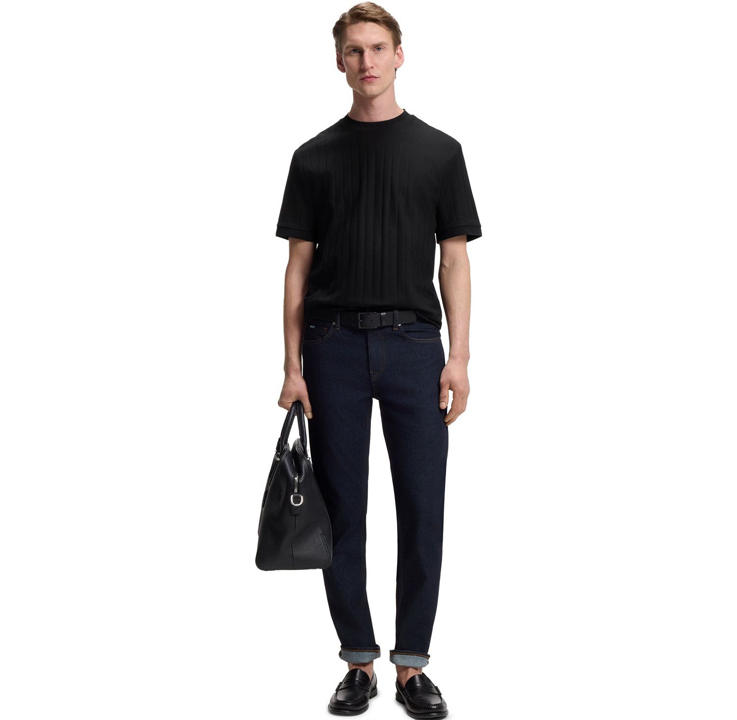 Men's Mercerised-Cotton Structured Stripe T-Shirt