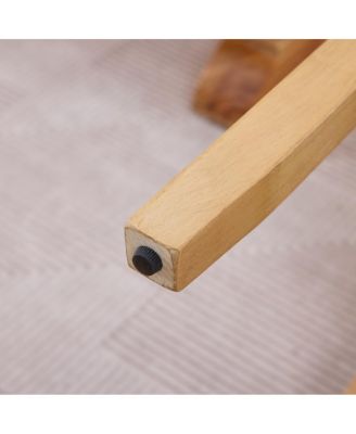 Set of 2 Rope Rattan Dining Chairs with Wood Frame and Linen Seat