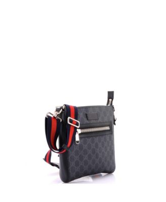 Small Web Strap Front Zip Messenger Bag GG Coated Canvas