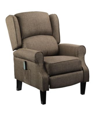 Vibration Massage Recliner Chair with Heat Linen Fabric Push Back Living Room Sofa
