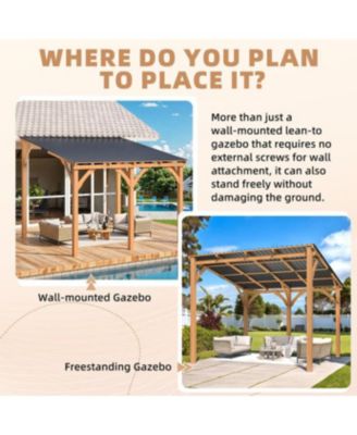 10' x 10' Wooden Hardtop Lean-To Feature Gazebo/Pergola
