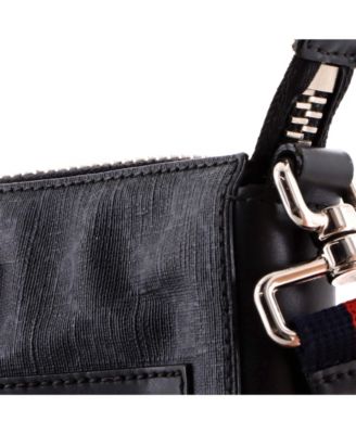 Small Web Strap Front Zip Messenger Bag GG Coated Canvas