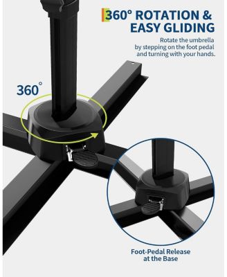 10 ft Cantilever Patio Umbrella with Base, 360 Rotation, Offset Market Sunshade, Outdoor Deck & Garden