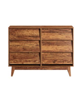 Traditional 6 Drawer Dresser Espresso Finish Sturdy Construction for Bedroom Living Room Storage