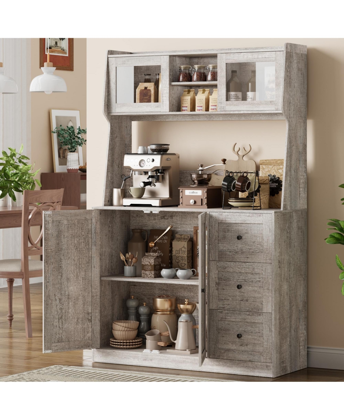 gaomon Kitchen Pantry Cabinet with Microwave