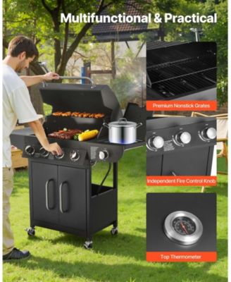 4-Burner Propane Gas Grill with Side Burner, 425 Sq. In. Cooking Area, 52,000 BTU