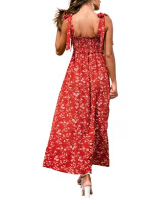 Women's Hot Papaya Floral Maxi Beach Dress