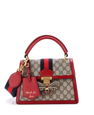 Small Queen Margaret Top Handle Bag GG Coated Canvas with Leather