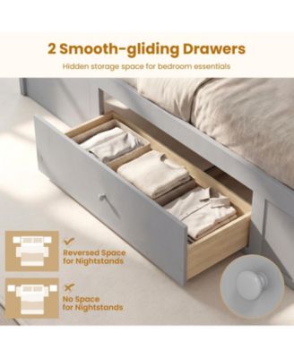 Full Size Rattan Bed Frame with Storage Drawers