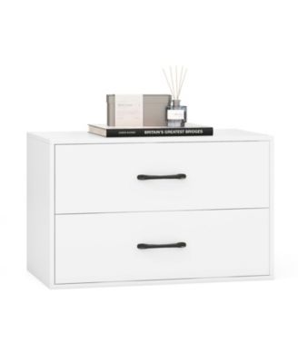 2-Drawer Stackable Horizontal Storage Cabinet Dresser Chest with Handles