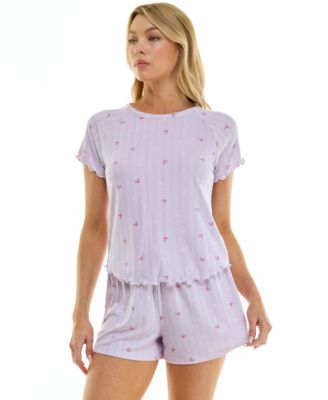 Women's Short-Sleeve Top and Pull-On Shorts, 2-Piece Set