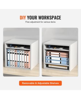 5 Compartment Wood Literature Organizer with Adjustable Shelves