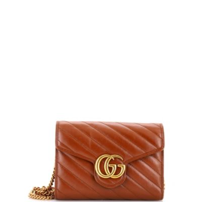 Mini GG Marmont Chain Wallet Matelasse Leather