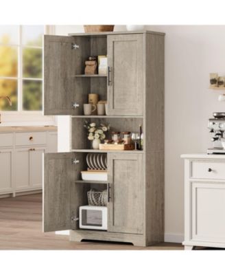 Tall Kitchen Pantry Cabinet, Storage Cabinet with Doors and Adjustable Shelves, Freestanding Cupboard for Living Room, Dining Room