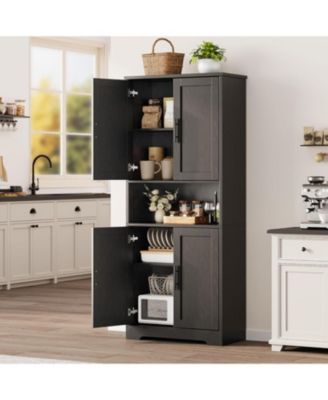 Tall Kitchen Pantry Cabinet, Storage Cabinet with Doors and Adjustable Shelves, Freestanding Cupboard for Living Room, Dining Room