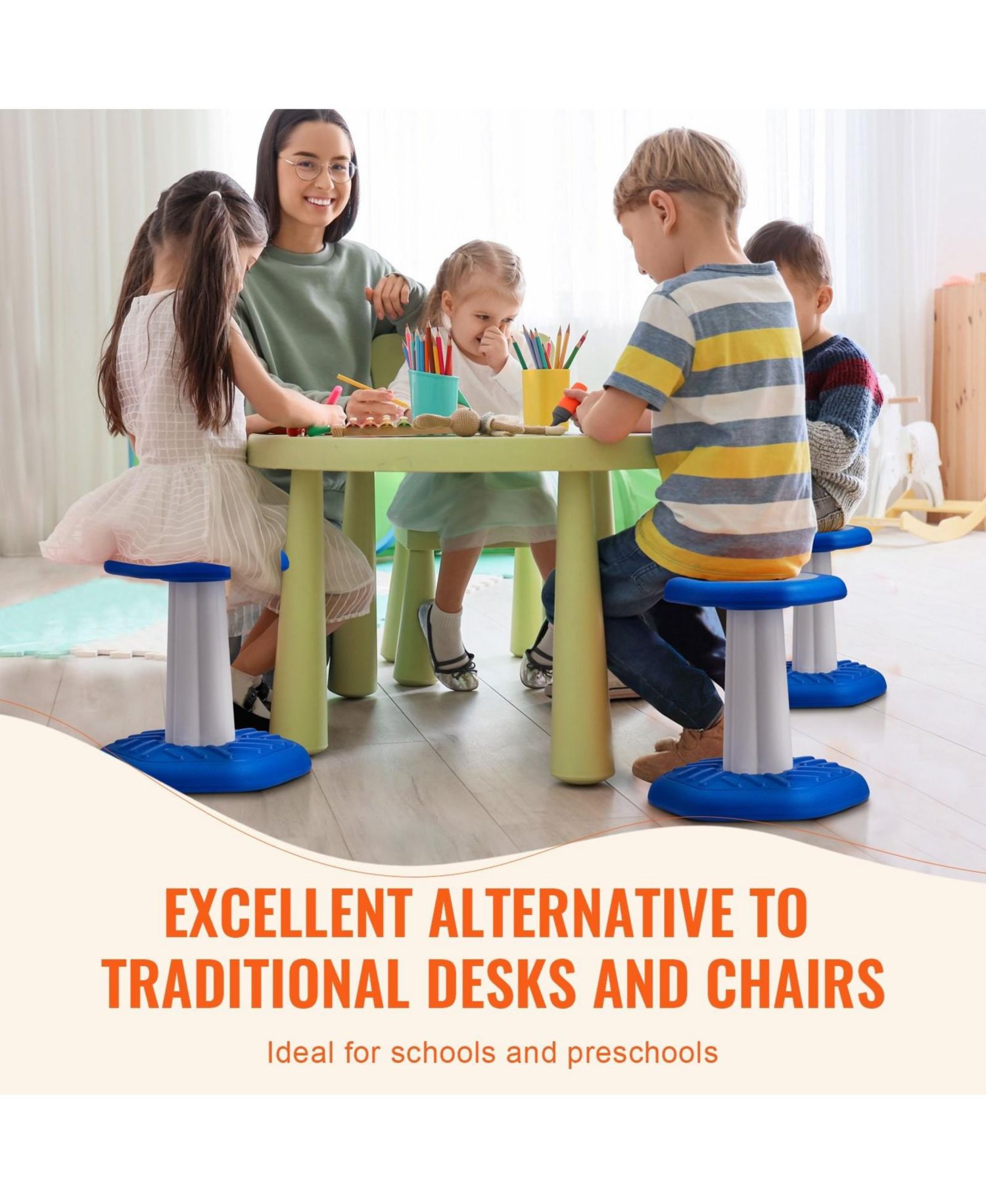 Kids Wobble Chair with Cushion Active Flexible Seating Stool for Ages 3 to 7
