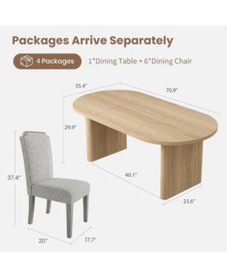 70.8 Inch Oval Dining Table with Upholstered Dining Chairs, Kitchen Table with Sturdy Wooden Base, High Back Dining Chair with Wood Legs