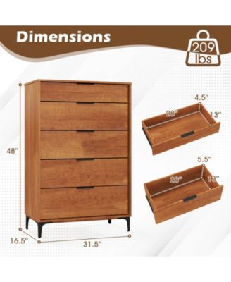 5-Drawer Dresser with Interlock System for Bedroom Living Room.