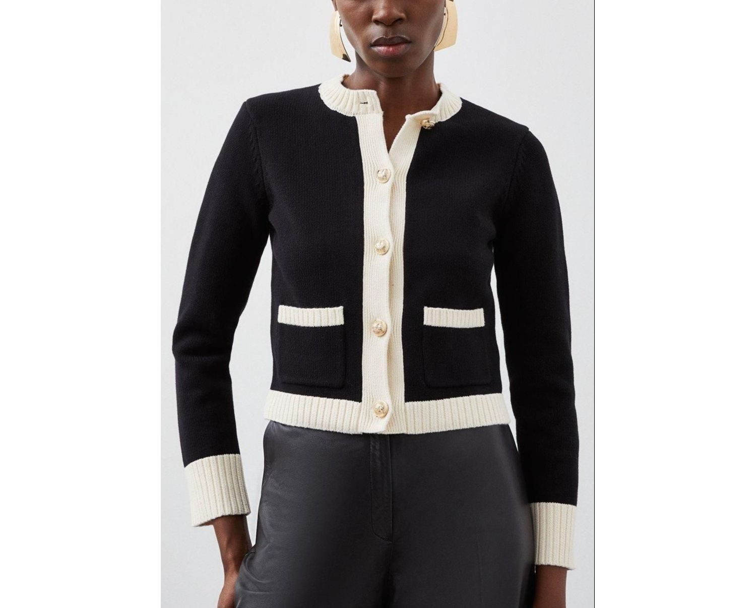 Women's Cotton Cropped Knit Boxy Cardigan