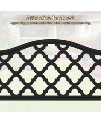 50.5 Inch Patio Bench with Curved Armrests for 2-3 People-Black