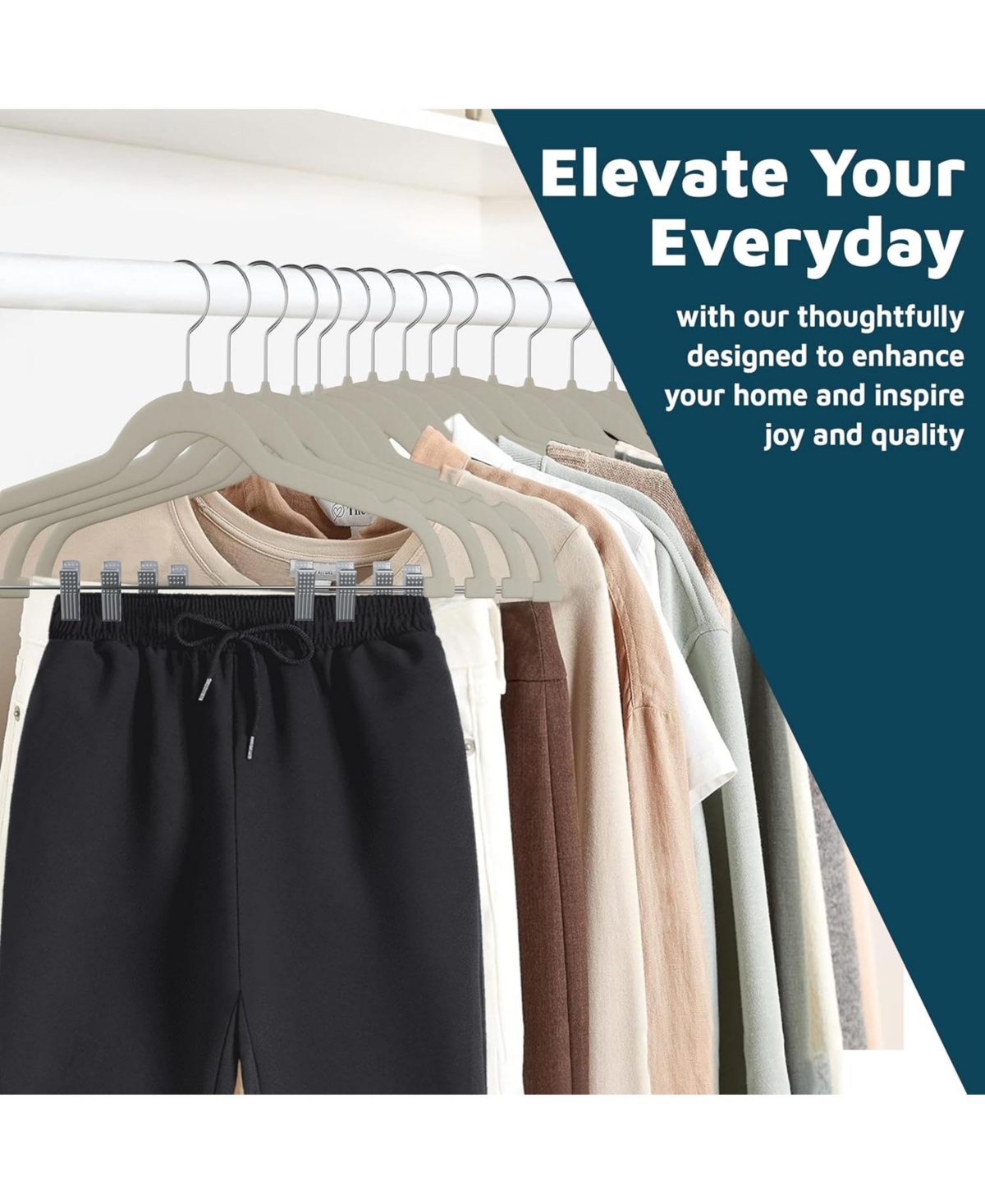 Lifemaster Velvet Skirt Hangers, Adjustable Clips, 360° Swivel Hook, Non-Slip Shoulder Notch, Holds 10 lbs