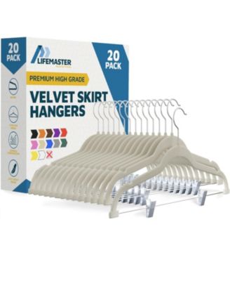 Velvet Skirt Hangers, Adjustable Clips, 360° Swivel Hook, Non-Slip Shoulder Notch, Holds 10 lbs, Pack of 20