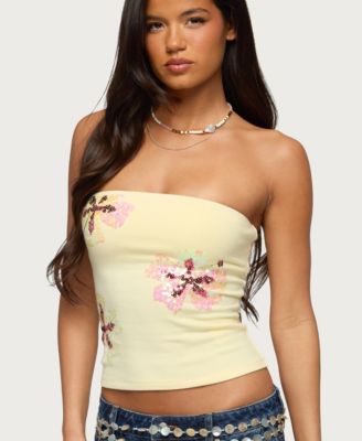 Women's Braelyn Sequin Floral Tube Top
