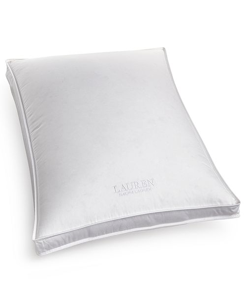 Lauren Ralph Lauren White Down Firm Density Standard Gusset Pillow, Certified Asthma and Allergy