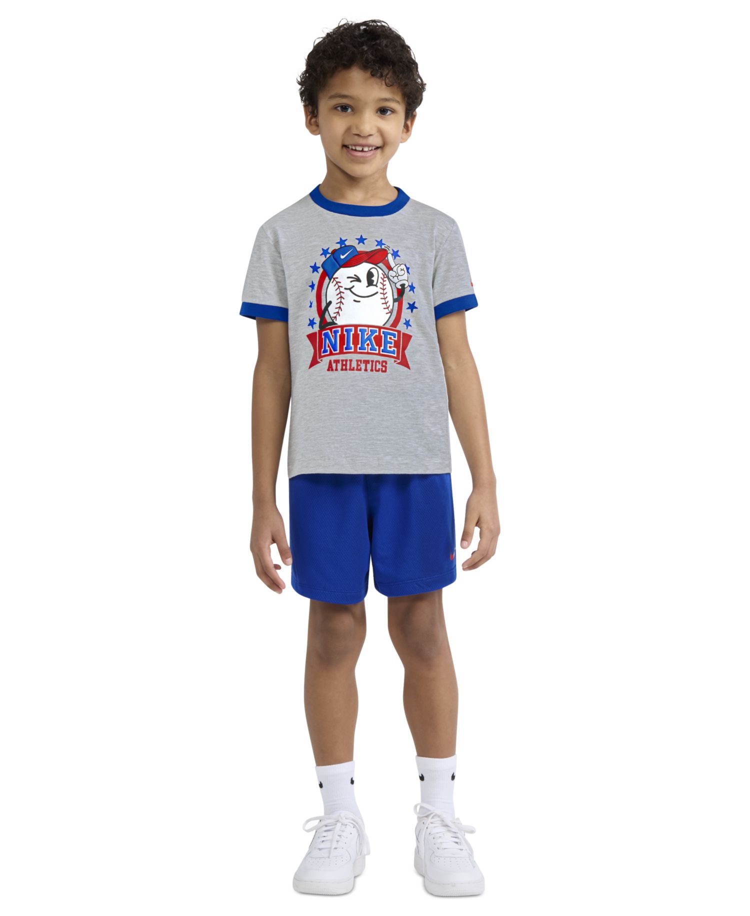 Boys' 2T-7 Dri-FIT Baseball Character Short-Sleeve T-Shirt and Shorts, 2-Piece Set