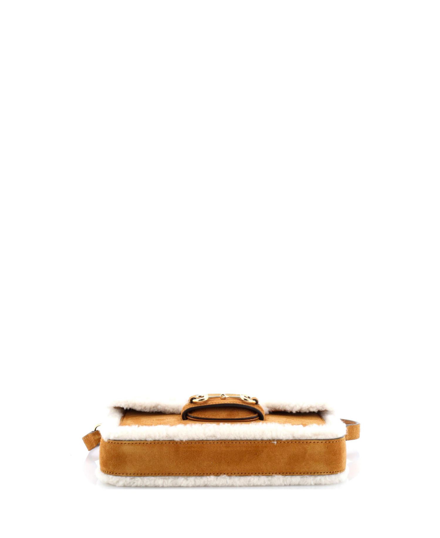 Mini Horsebit 1955 Shoulder Bag Suede with Shearling