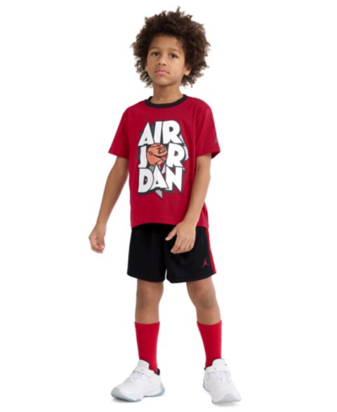 Комплект Jordan Airball Crewneck T-Shirt and Shorts, 2-Piece Set для мальчиков, цвет: Чёрный / Красный