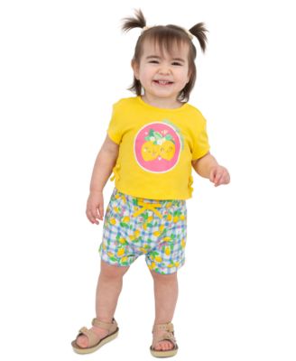 Rare Edition Baby Girls' Lemon Applique Top and Print Shorts, 4-Piece Set