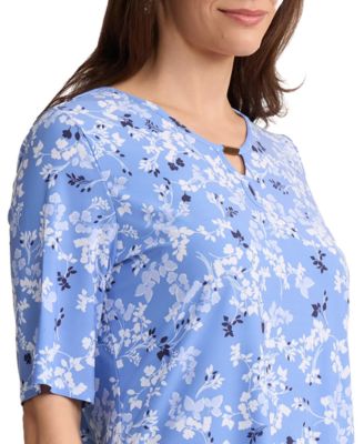 Women's Printed Double Keyhole Top