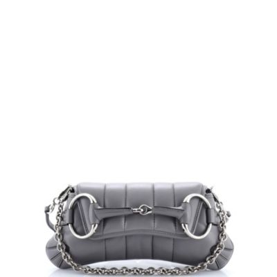 Small Horsebit Chain Shoulder Bag Vertical Quilted Leather