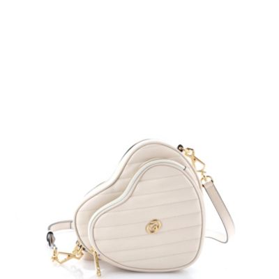 Mini Interlocking G Heart Shoulder Bag Diagonal Quilted Leather
