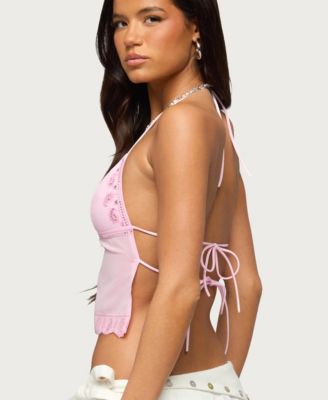 Women's Allise Backless Sequin Halter Top