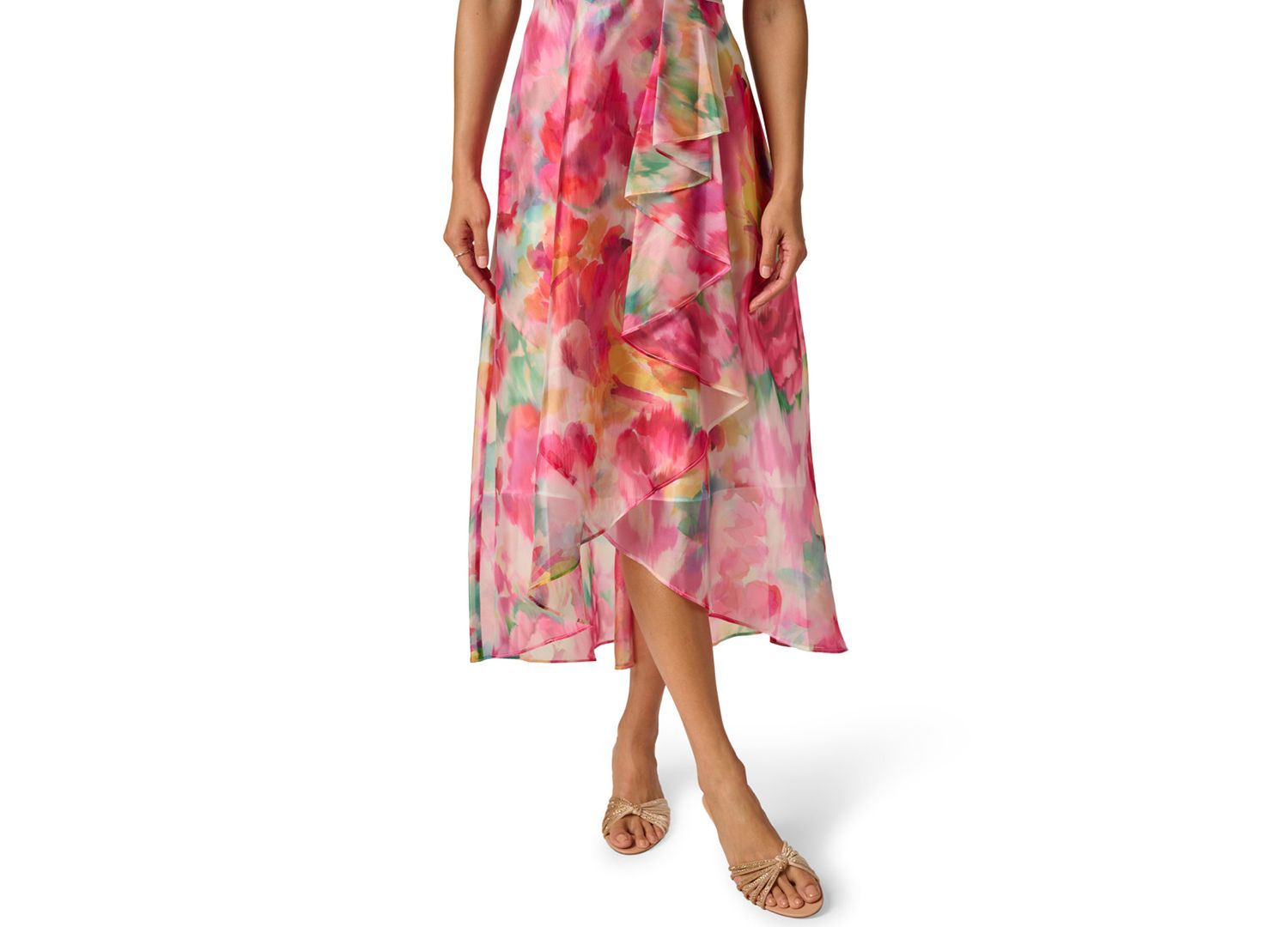 Women's Printed One-Shoulder High-Low Midi Dress