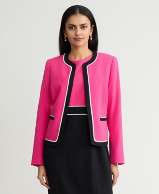 Women's Contrast-Trim Open-Front Jacket, Regular & Petite