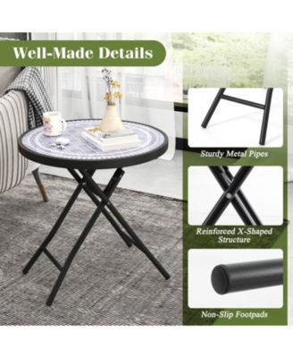 18 Inch Folding Side Table Patio Round Compact Coffee Table